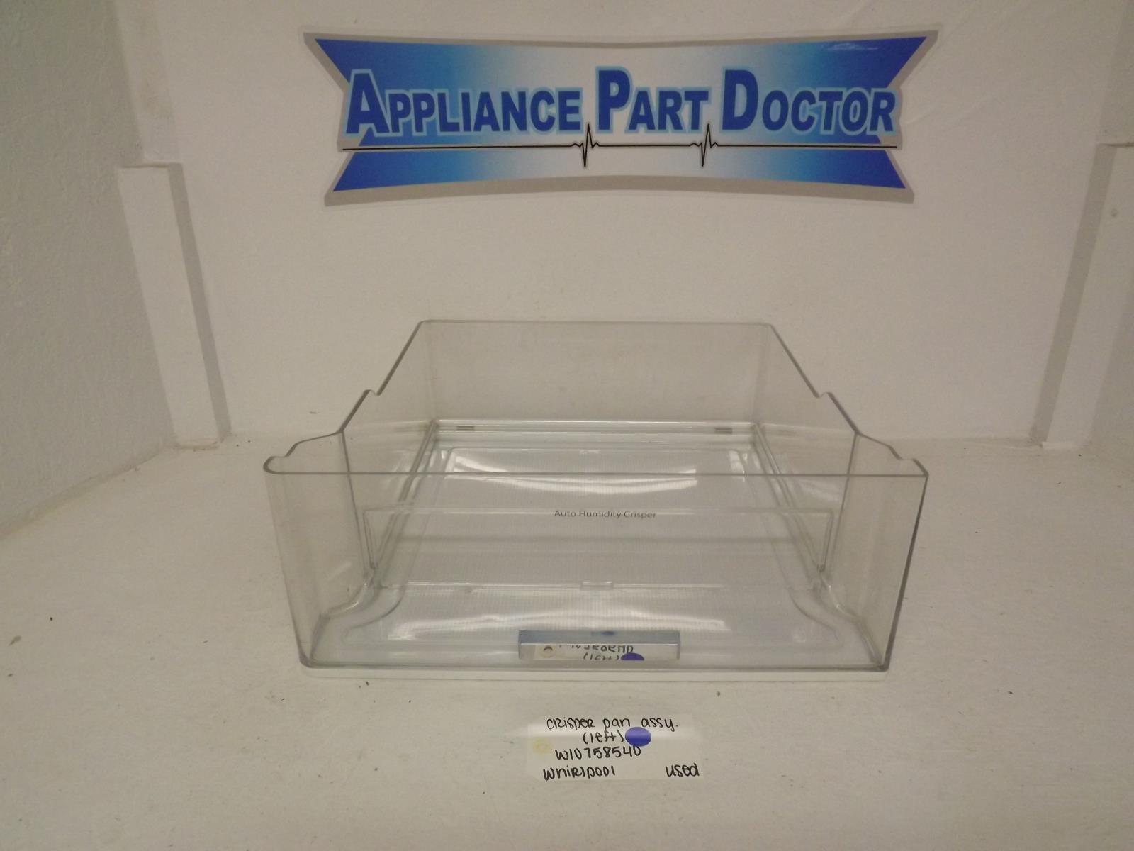 Whirlpool Refrigerator W10758540 Crisper Pan Assembly (Left) Used Whirlpool Refrigerator W10758540 Crisper Pan Assembly (Left) Used